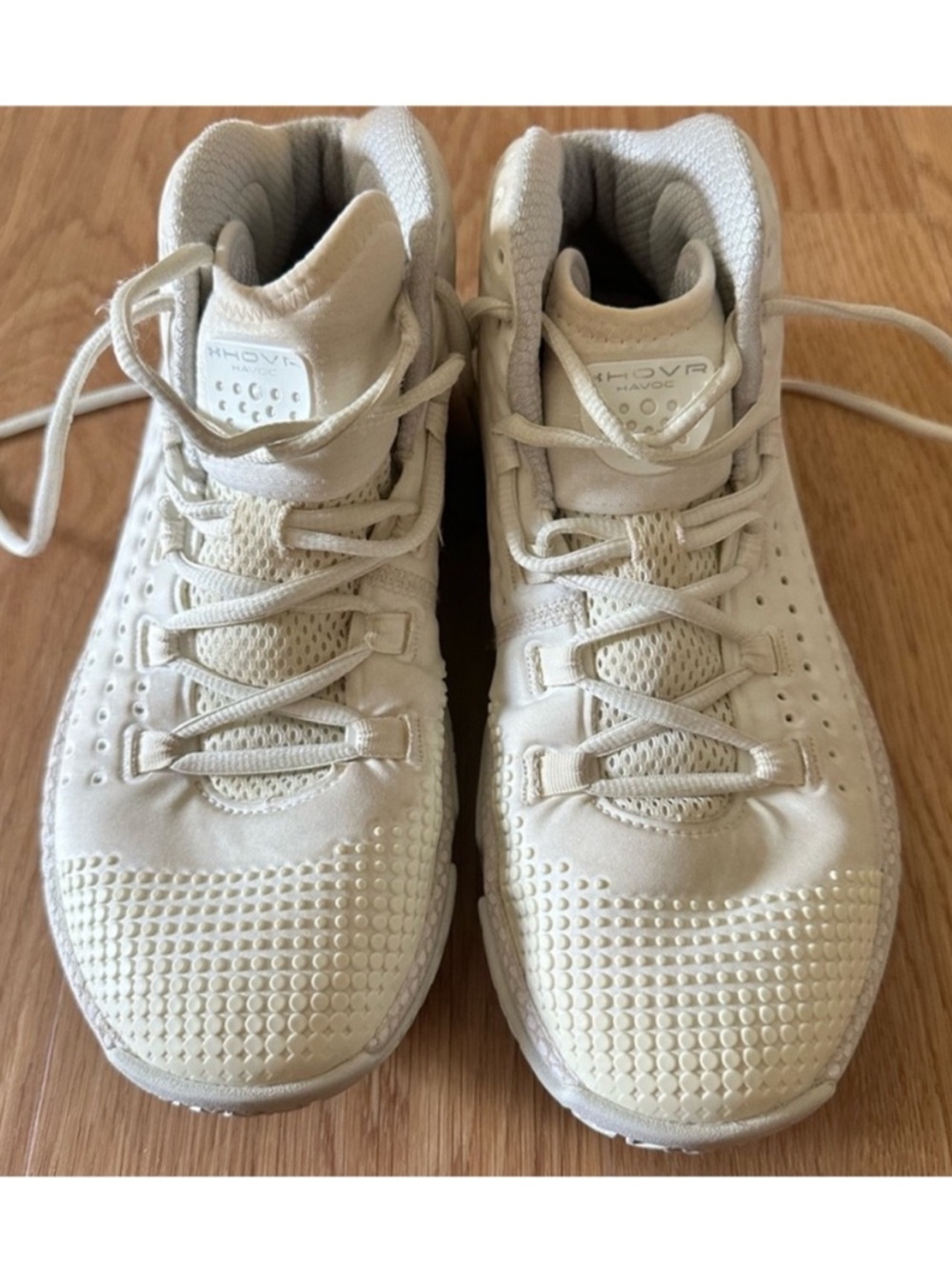 Under Armour Cream/Off-White HOVR High-Top Sneakers Basketball Shoes Men 9.5/ W8